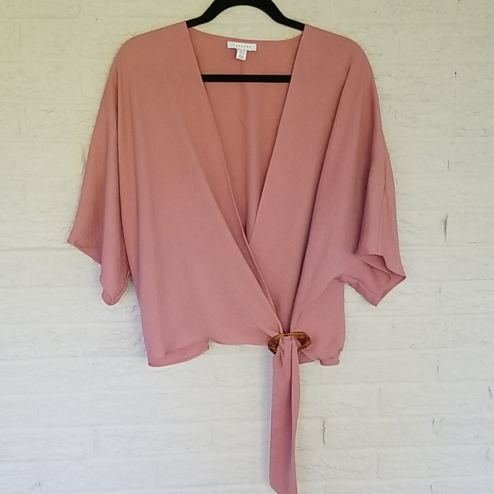 TOP SHOP Chic Dusty Rose Top with sash detail